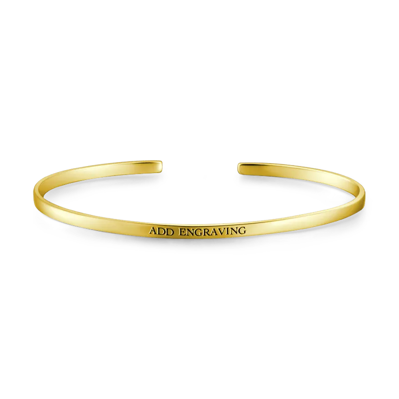 Engraved Bangle 14k Gold Plated Silver