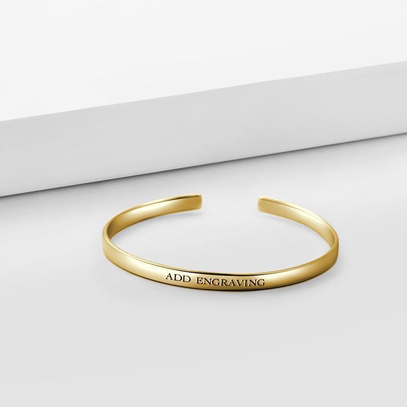 Engraved Bangle 14k Gold Plated Silver 2