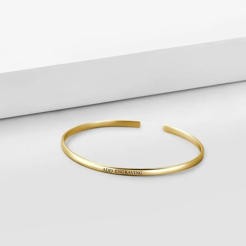 Engraved Bangle 14k Gold Plated Silver 2