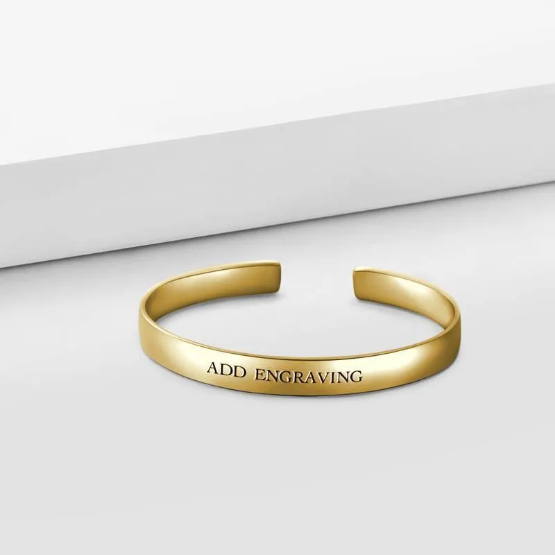 Engraved Bangle 14k Gold Plated Silver 2