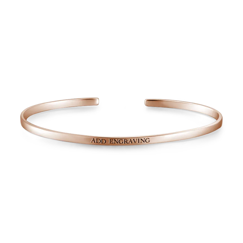 Engraved Bangle Rose Gold Plated Silver