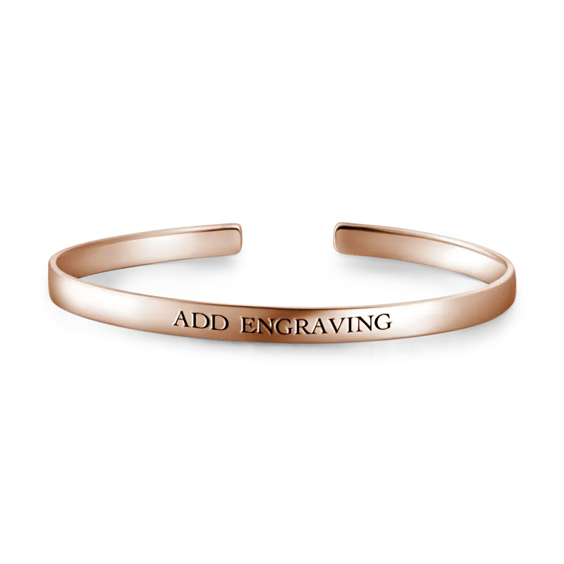 Engraved Bangle Rose Gold Plated Silver