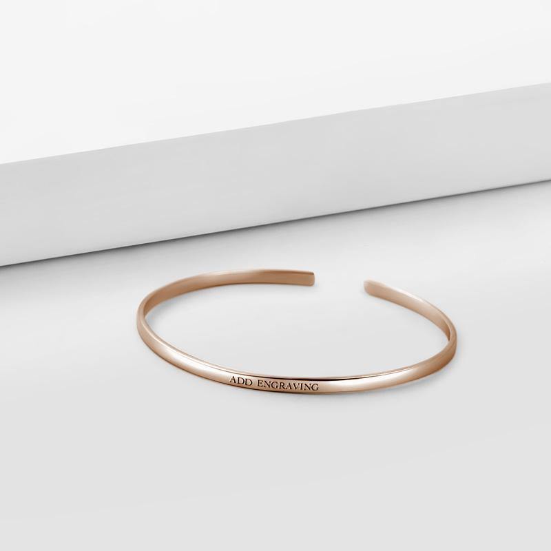 Engraved Bangle Rose Gold Plated Silver 2