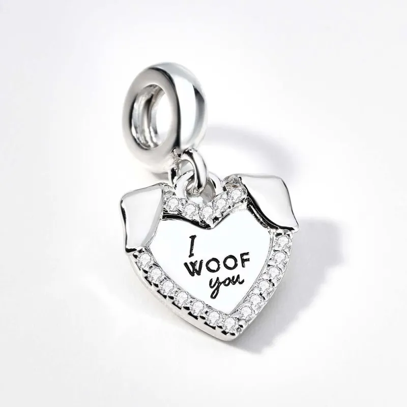 Engraved Charm Heart & Dog Dangle Charm for Her 3