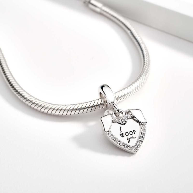 Engraved Charm Heart & Dog Dangle Charm for Her 4