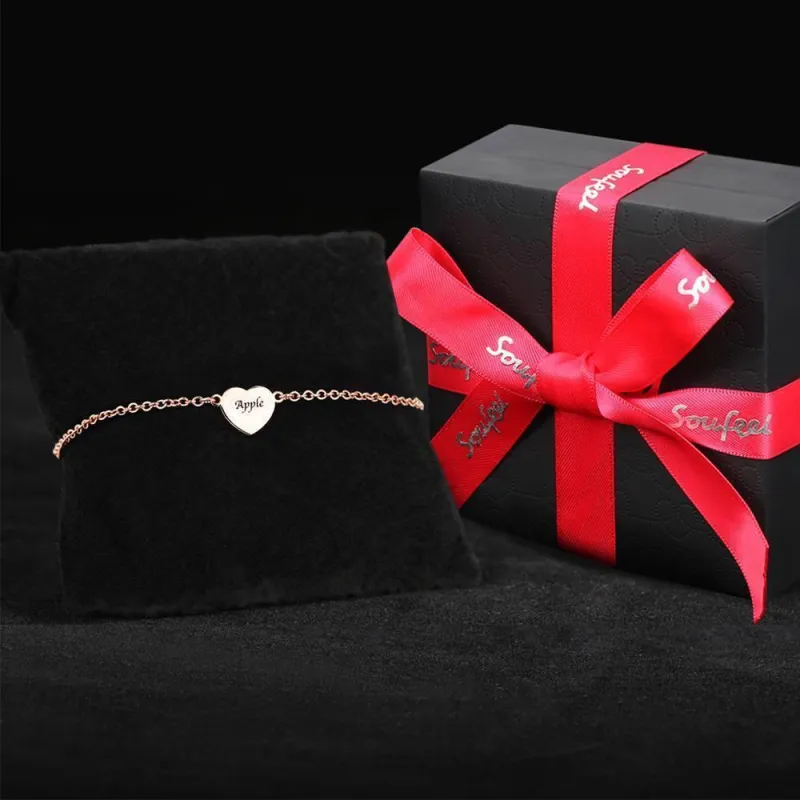 Engraved Heart Anklet Rose Gold Plated Silver 3