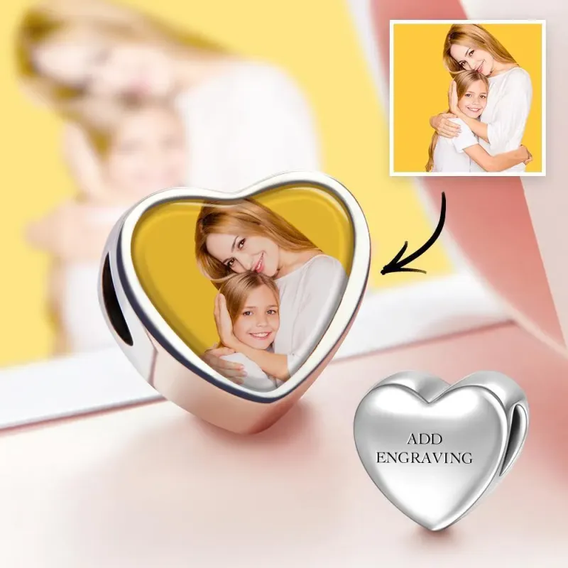 Engraved Heart Photo Charm Gift For Her Gift For Mom 1