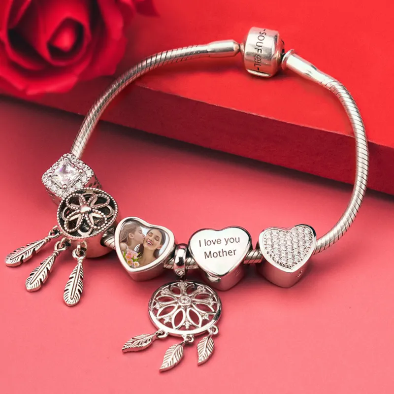 Engraved Heart Photo Charm Valentine's Day Gift 6