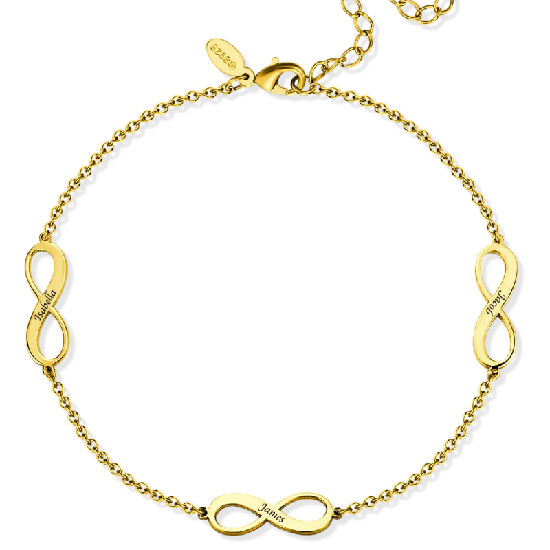 Engraved Infinity Anklet 14k Gold Plated Silver