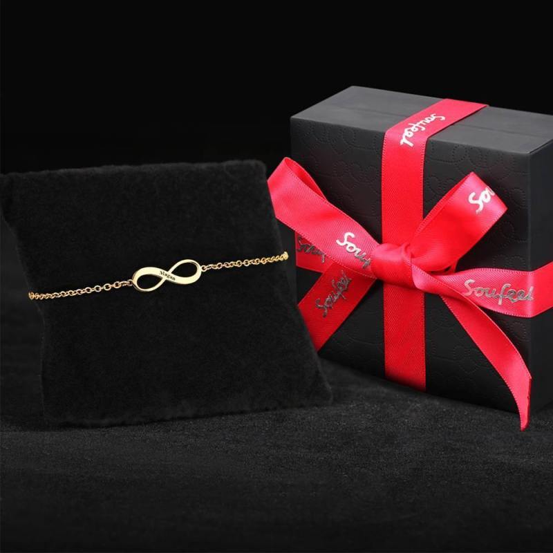 Engraved Infinity Anklet 14k Gold Plated Silver 3