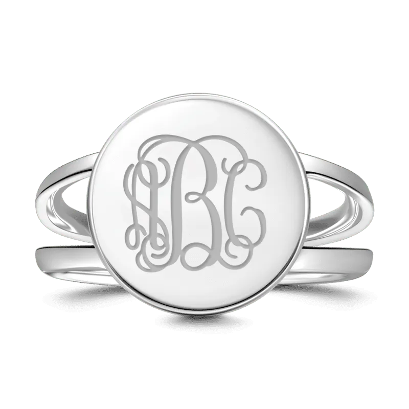 Engraved Monogram Ring Silver