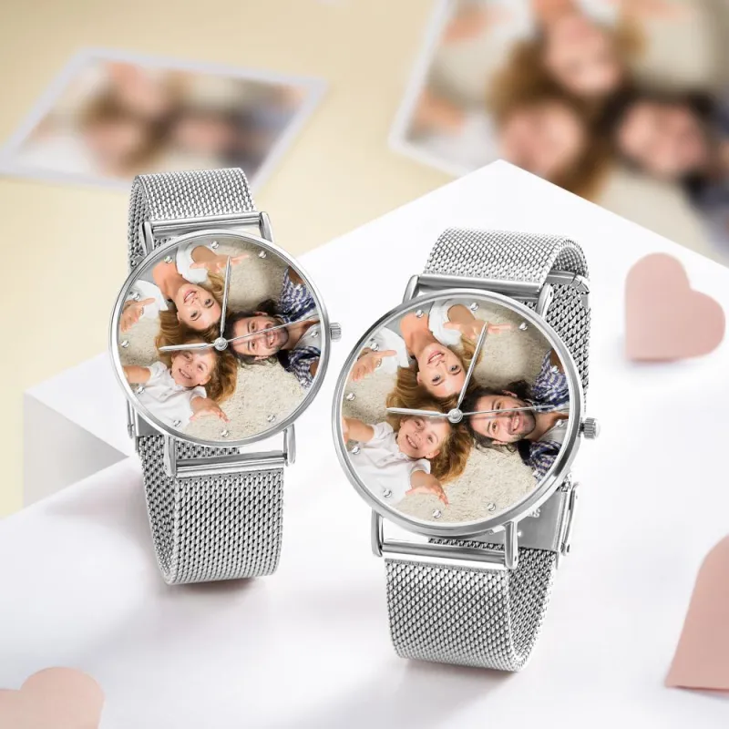 Engraved Woman Photo Watches With Alloy Strap 1