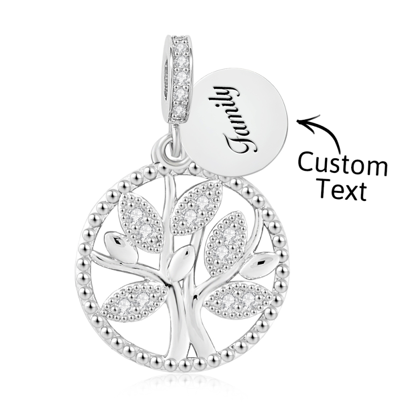 Engraving Charm Family Tree Charm Round Pendant Charm For Her