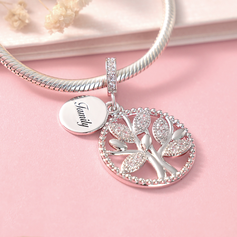 Engraving Charm Family Tree Charm Round Pendant Charm For Her 3