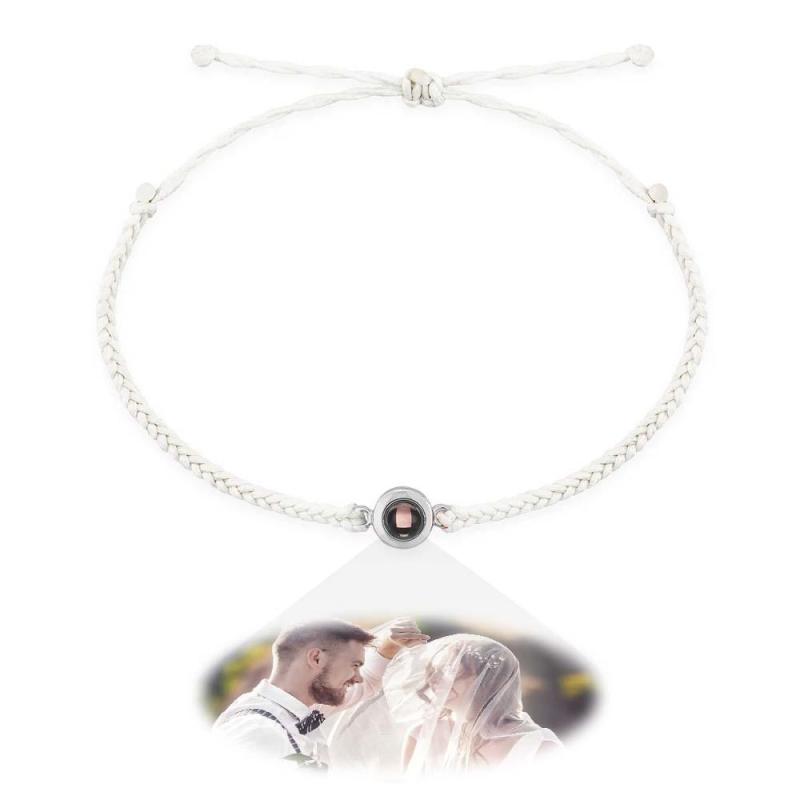 Eternal Rose Box & Photo Projection Couple Bracelet Braided Black Rope Bracelet Gift For Lovers 4