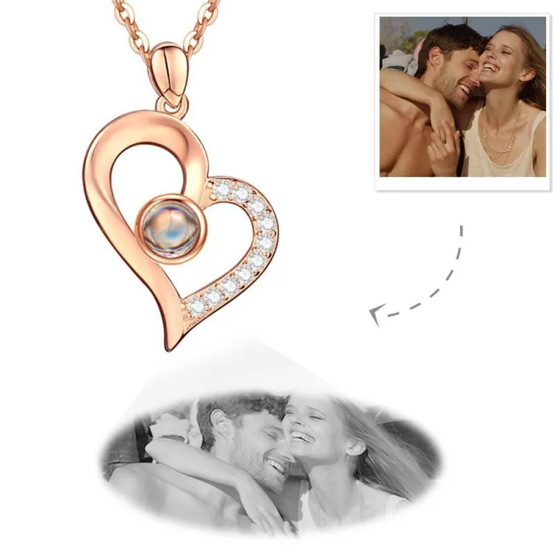 Eternal Rose Box & Projection Photo Necklace Heart Necklace Gift For Lovers 3