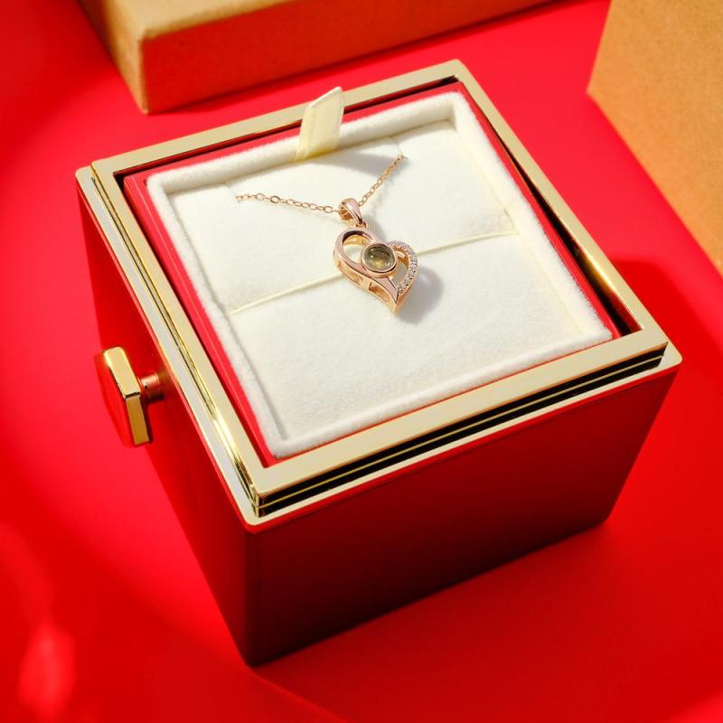 Eternal Rose Box & Projection Photo Necklace Heart Necklace Gift For Lovers 4