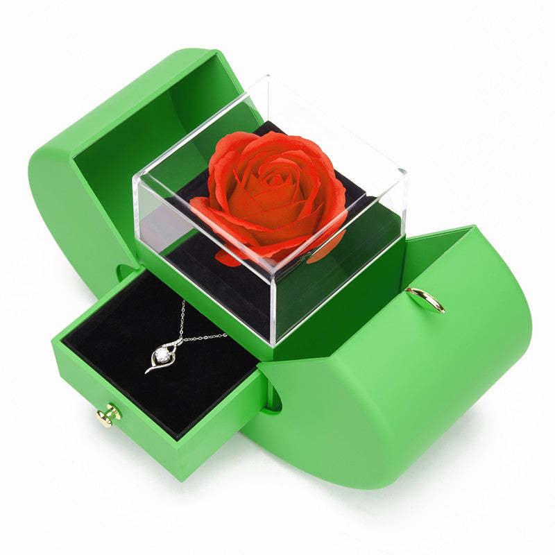 Eternity Flower Red Rose Apple Shape Gift Box Jewelry Organizer 3