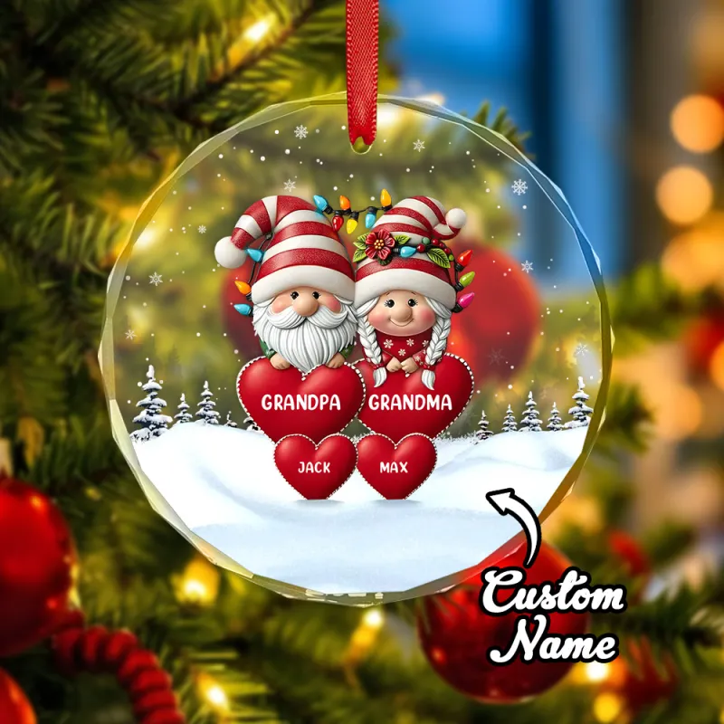 Every Time We Love, Every Time We Give, It’s Christmas - Family Personalized Custom Circle Glass Ornament - Christmas Gift For Grandpa, Grandma 6