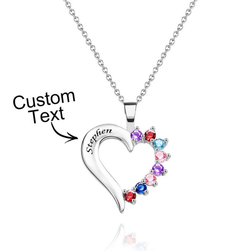 Fashion Birthstone Necklace Heart-Shaped Pendant For Her