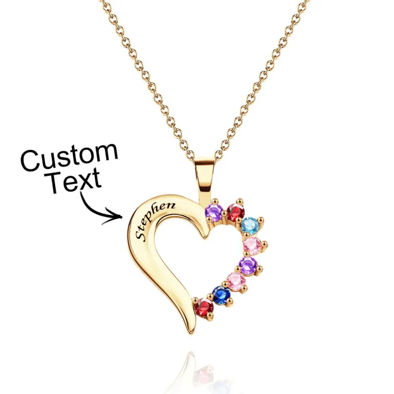 Fashion Birthstone Necklace Heart-Shaped Pendant For Her 4