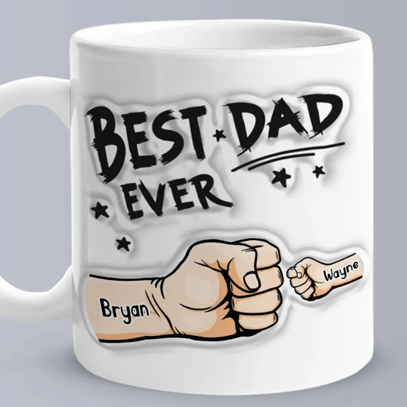 Father's Day Gifts Custom 1-6 Kids Personalized Names 3D Inflated Effect Printed Coffee Mug You are My Best Dad 1