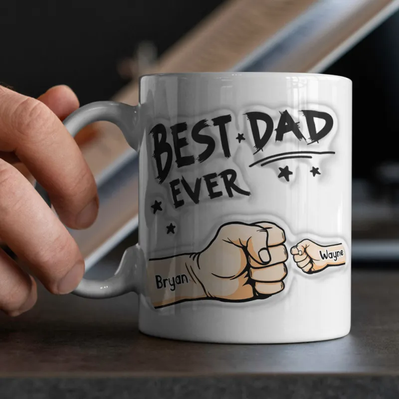 Father's Day Gifts Custom 1-6 Kids Personalized Names 3D Inflated Effect Printed Coffee Mug You are My Best Dad 2