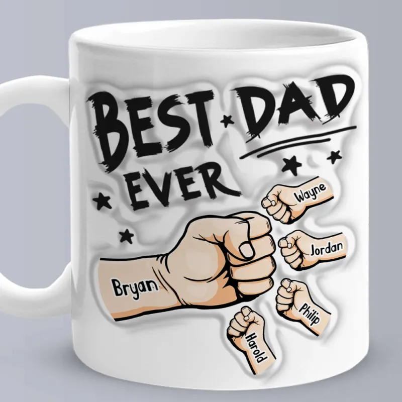 Father's Day Gifts Custom 1-6 Kids Personalized Names 3D Inflated Effect Printed Coffee Mug You are My Best Dad