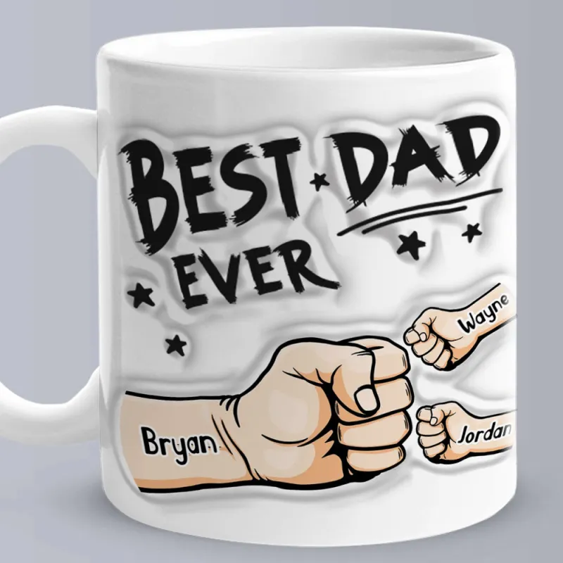 Father's Day Gifts Custom 1-6 Kids Personalized Names 3D Inflated Effect Printed Coffee Mug You are My Best Dad 3