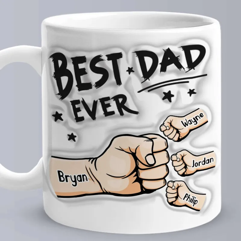 Father's Day Gifts Custom 1-6 Kids Personalized Names 3D Inflated Effect Printed Coffee Mug You are My Best Dad 5