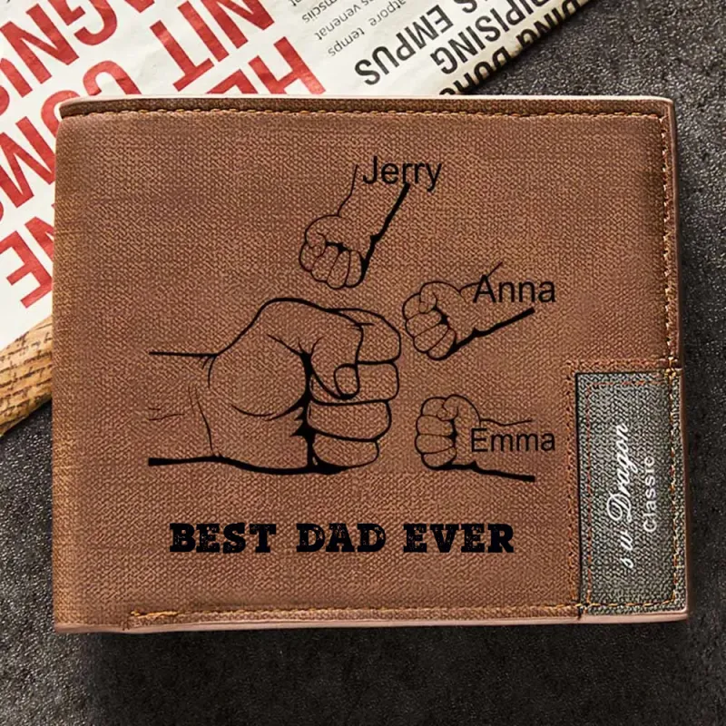 Father's Day Gifts Custom Wallet Personalized Fists Wallet Men's Bifold Wallet for Dad