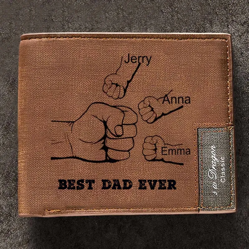 Father's Day Gifts Custom Wallet Personalized Fists Wallet Men's Bifold Wallet for Dad 1