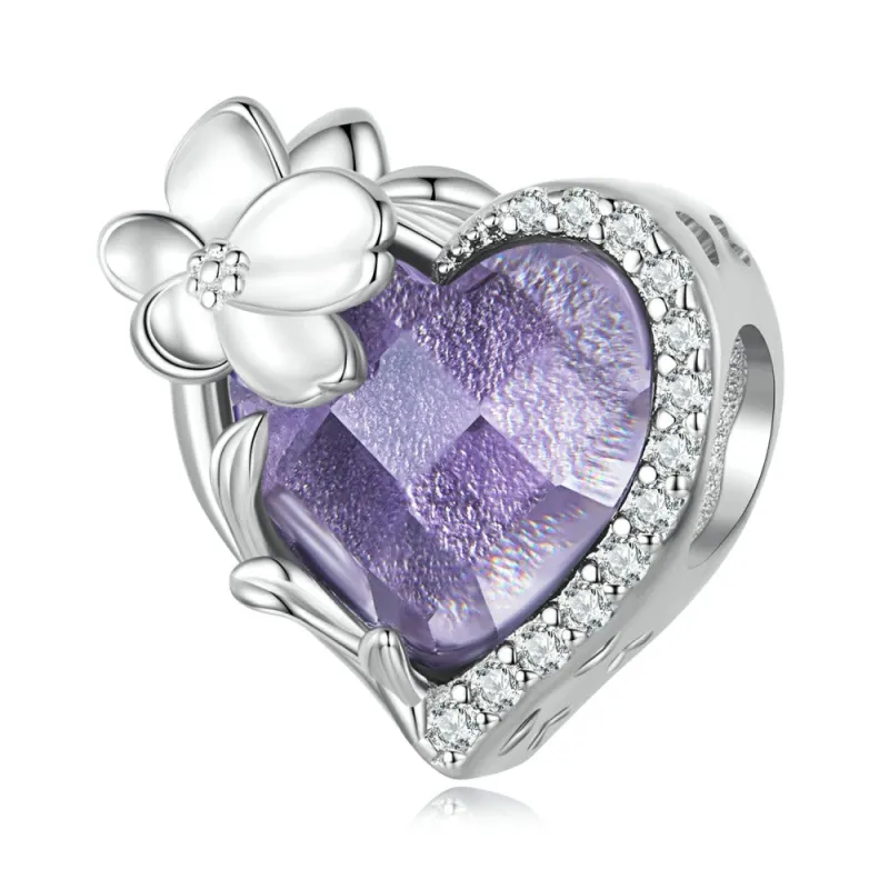 February Birthstone Purple Charm Silver