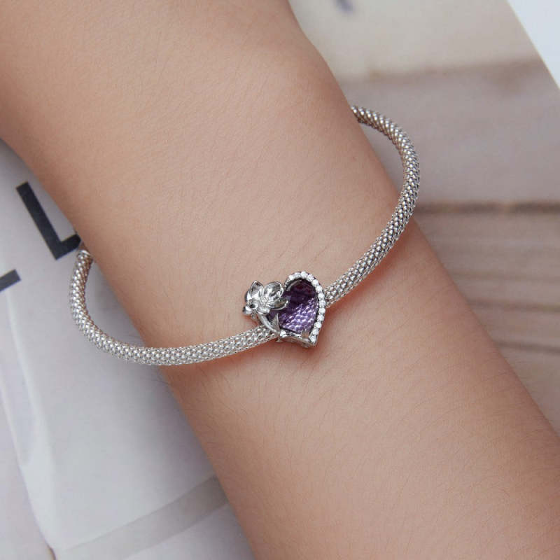 February Birthstone Purple Charm Silver 3