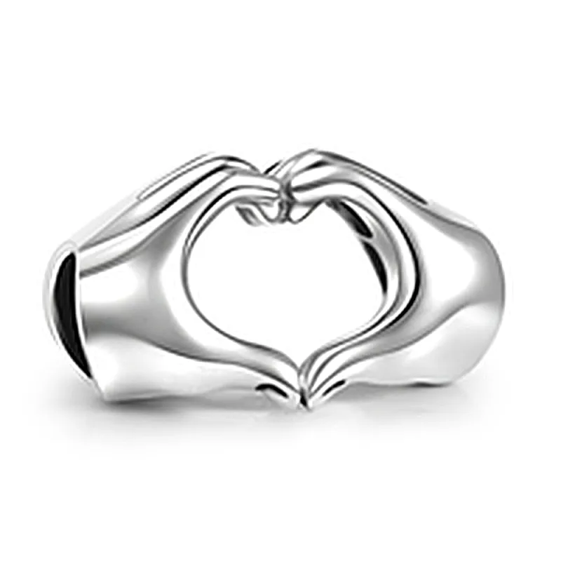 Fingers Heart Charm Silver