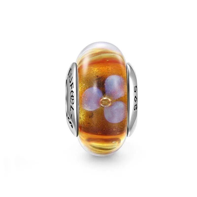 Flower Amber Charm Murano Glass