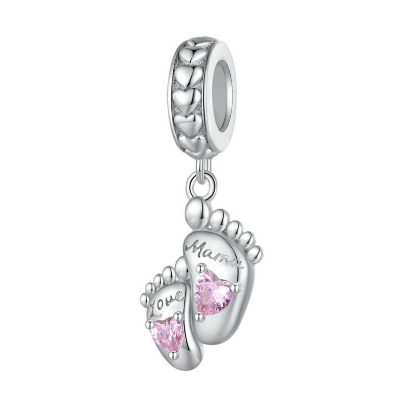 Footprints Of Love Dangle Charm Silver