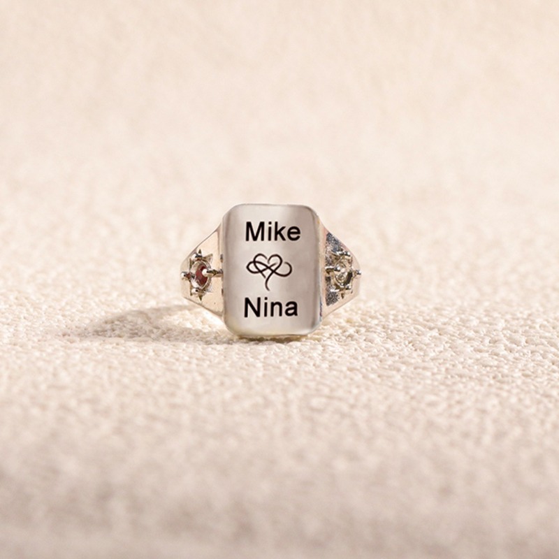 FOR LOVE - BELOVE CUSTOM NAMES AND BIRTHSTONES DAINTY RING