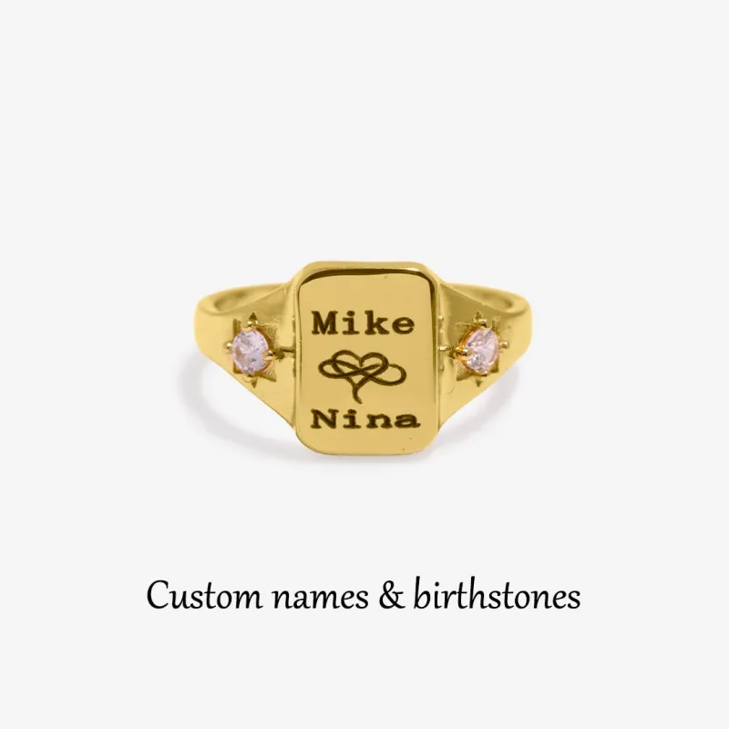 FOR LOVE - BELOVE CUSTOM NAMES AND BIRTHSTONES DAINTY RING 1