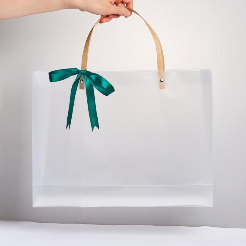 Gift Bag with Handles Reusable White Frosted Plastic Bag for Gift 3