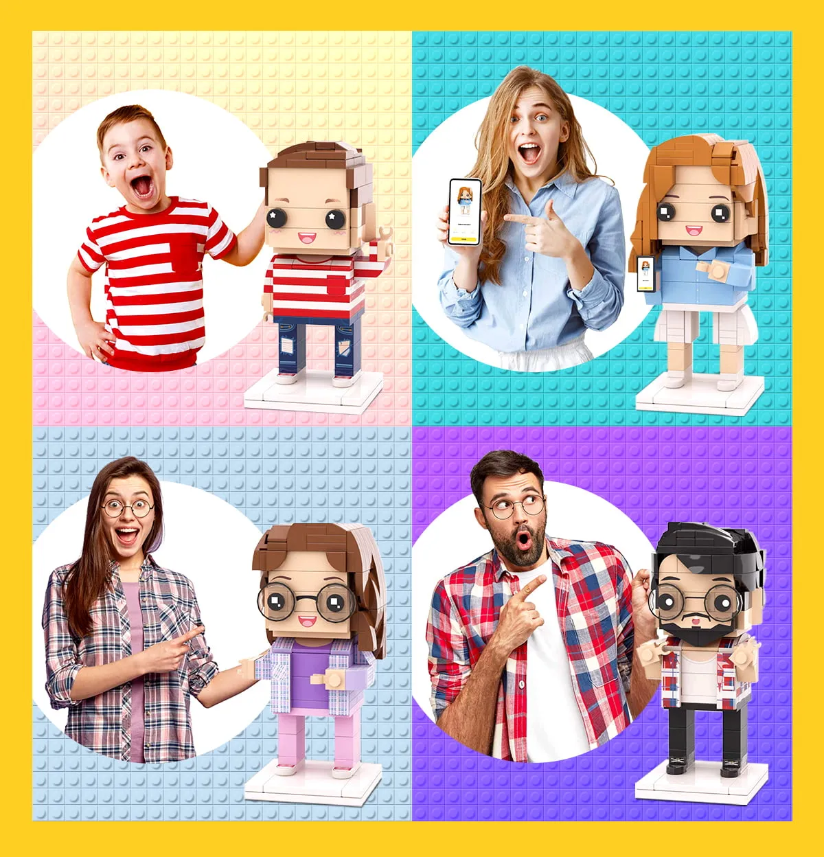 Gifts for Kids Customizable Fully Body 2 People Custom Brick Figures Persanalized Cute Face Brick Figures 0