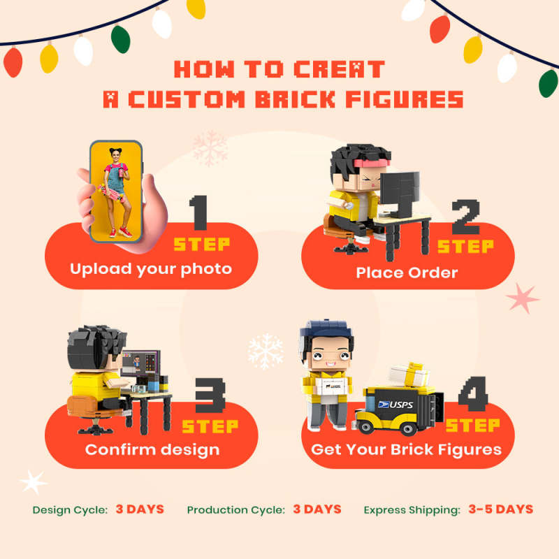 Gifts for Kids Customizable Fully Body 2 People Custom Brick Figures Persanalized Cute Face Brick Figures 2