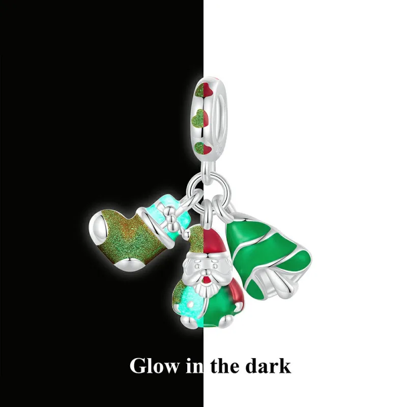 Glow-in-the-dark Christmas Dangle Charm Silver