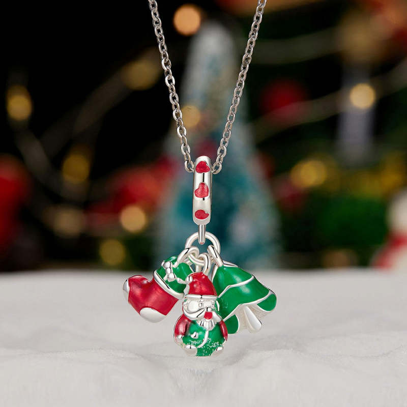 Glow-in-the-dark Christmas Dangle Charm Silver 1