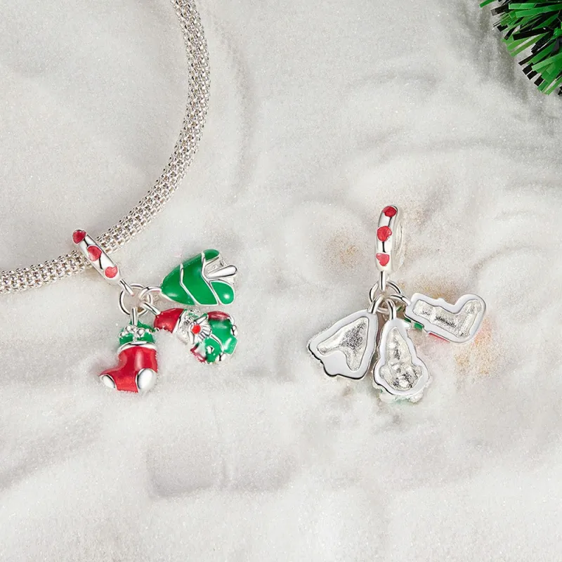 Glow-in-the-dark Christmas Dangle Charm Silver 2