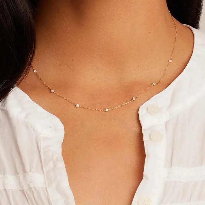 Gold Classic Diamond Necklace Minimalist Chain Dainty and Thin Necklace 1