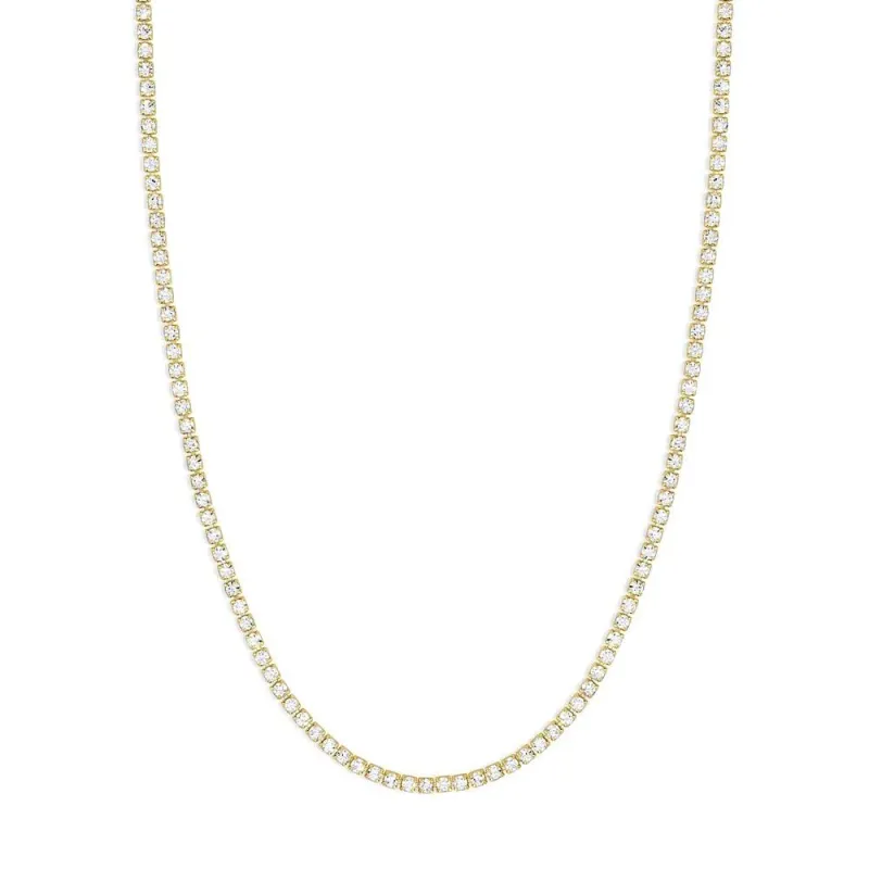 Gold Shimmery Crystal Necklace Minimalist Chain Dainty and Thin Necklace