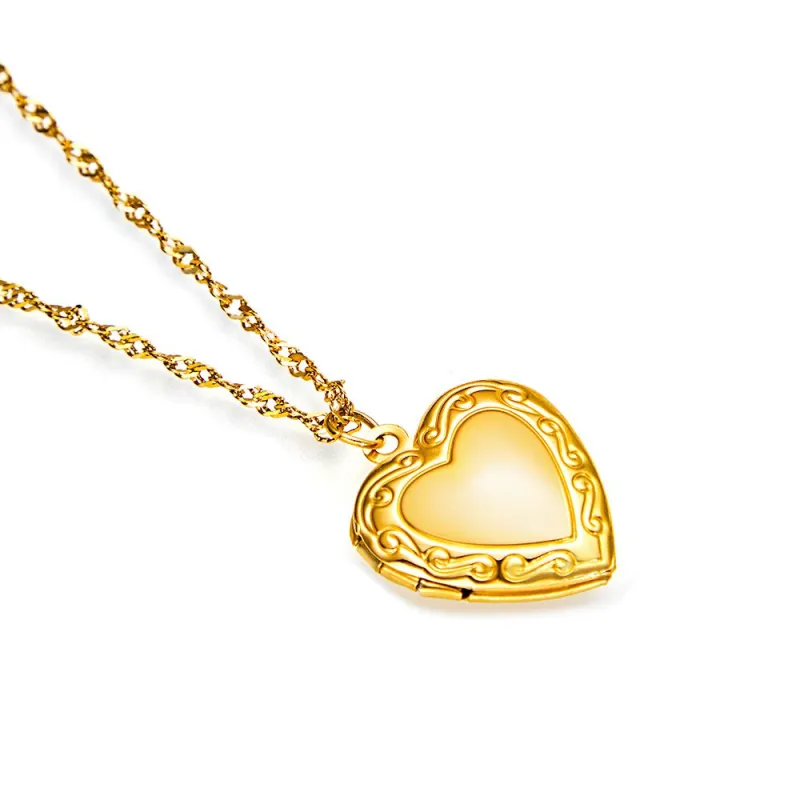 Gold Vintage Heart Locket Necklace Personalized Gift for Best Friend Sibling Christmas Gift 2