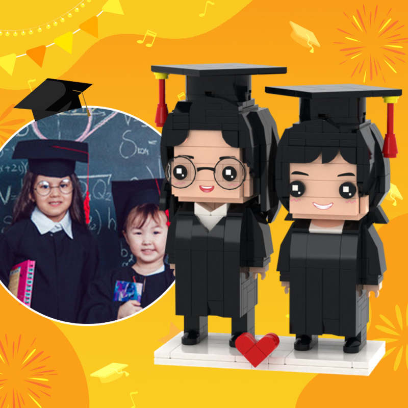 Graduation Gift for Kids  Customizable Fully Body 2 People Graduation Gift Ideas For Guys Custom Brick Figures Children and Friends Brick Figures