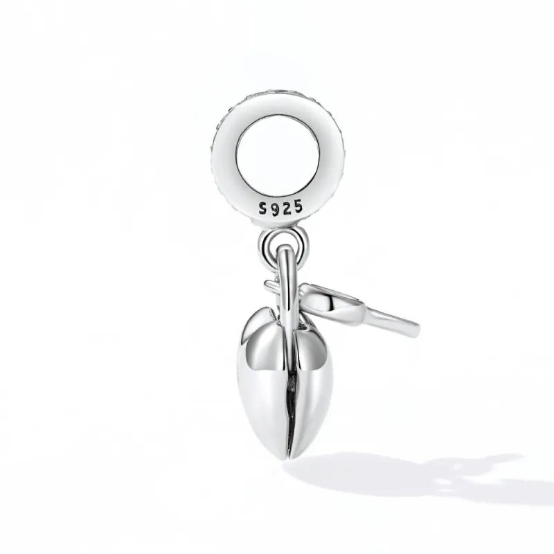 Heart Lock and Key Dangle Charm Silver 1